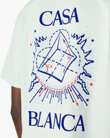 T-shirt à manches courtes bleu glacier à imprimé Celestial Pyramid