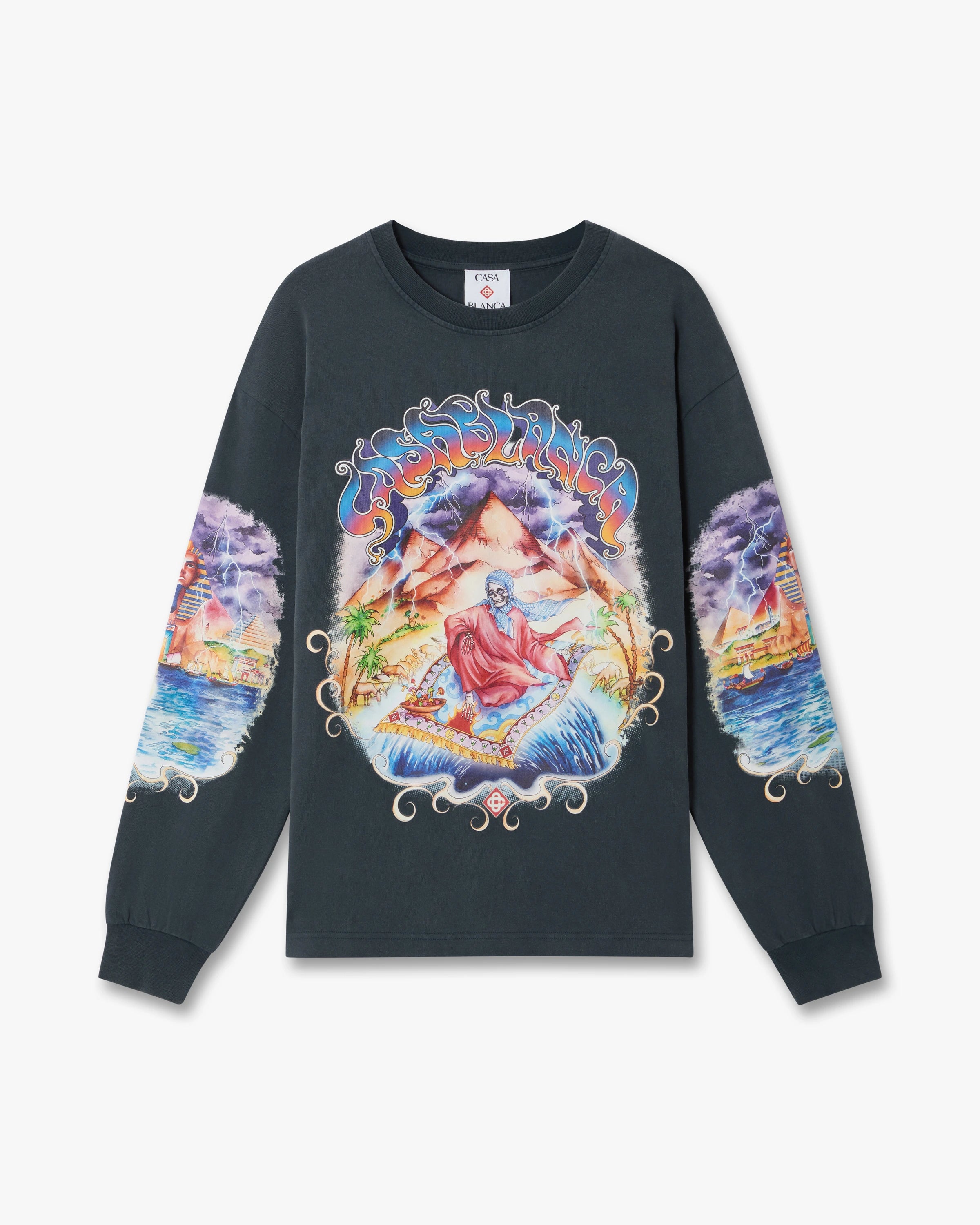 Navy Eveil Ancestral Washed Long Sleeve T-Shirt