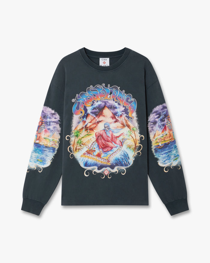 Navy Eveil Ancestral Washed Long Sleeve T-Shirt