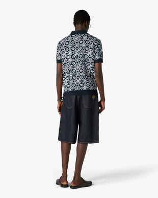Dark Green Icon Monogram Short Sleeve Polo Shirt