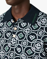 Dark Green Icon Monogram Short Sleeve Polo Shirt