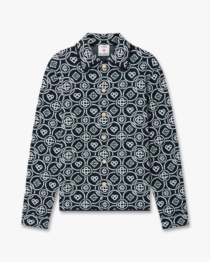 Chemise à manches longues vert foncé à monogramme Icon