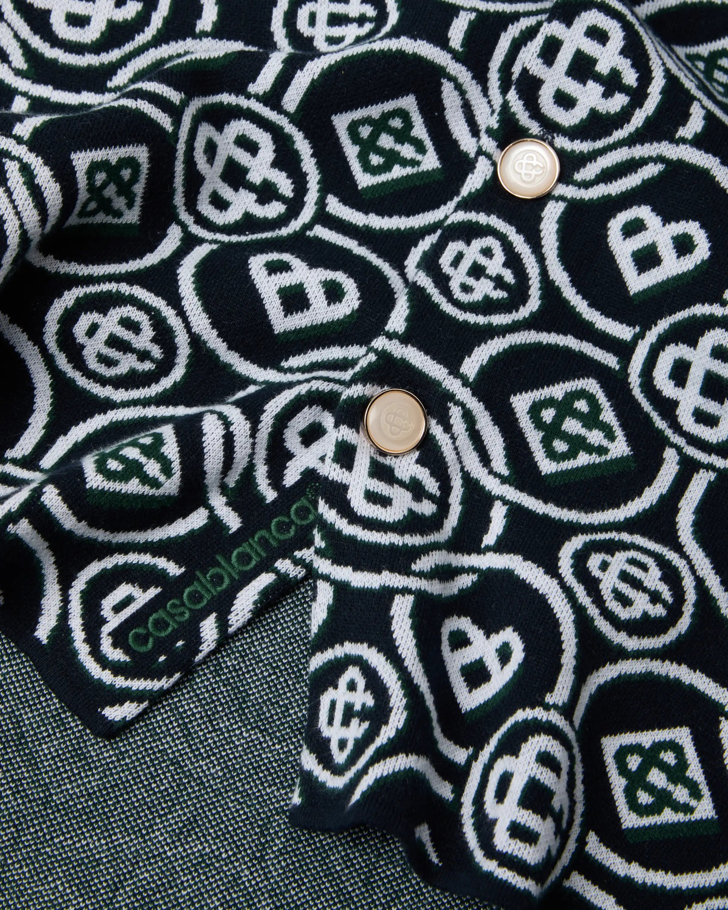 Chemise à manches longues vert foncé à monogramme Icon