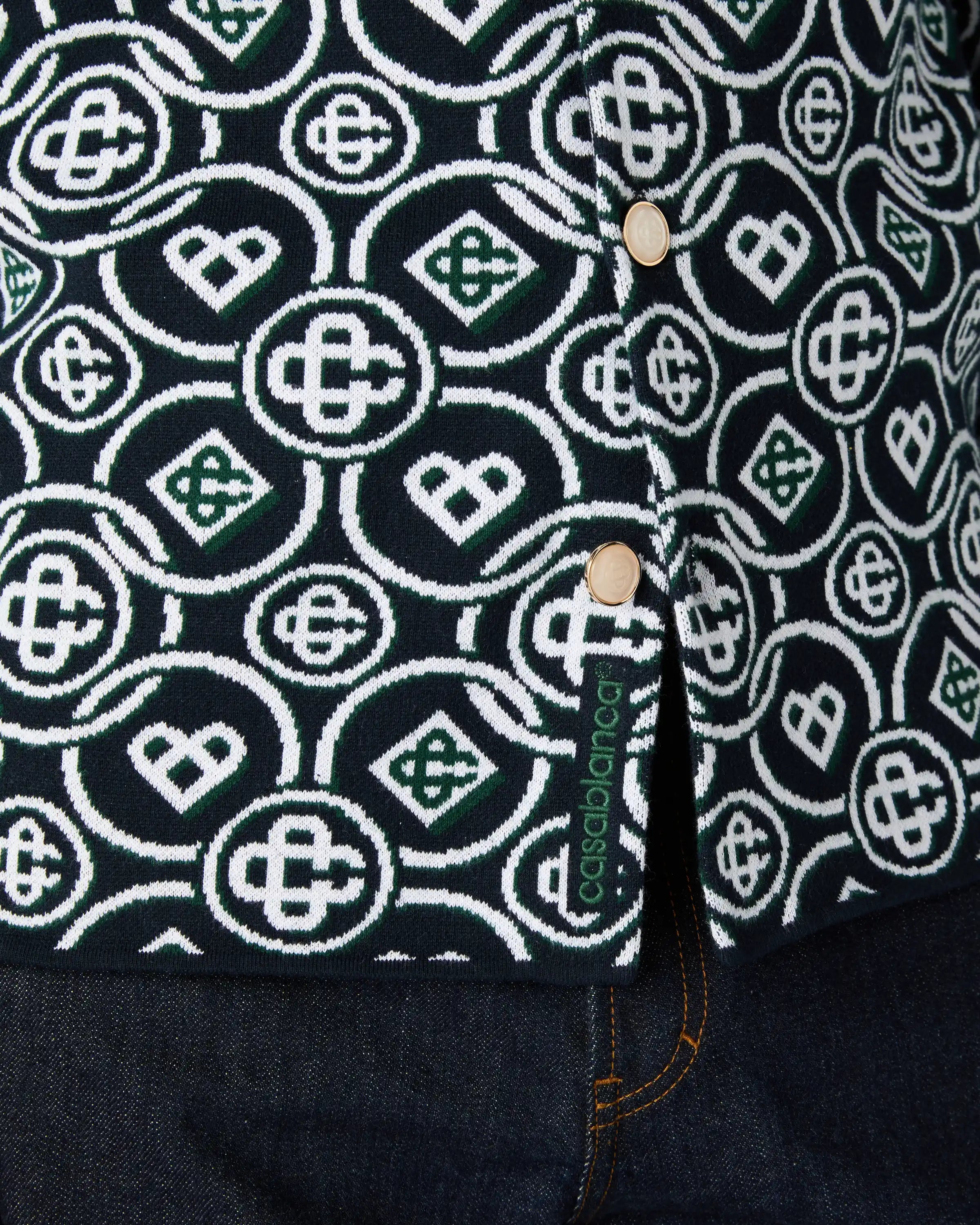 Chemise à manches longues vert foncé à monogramme Icon