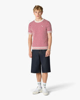T-shirt à manches courtes et carreaux rouge et blanc