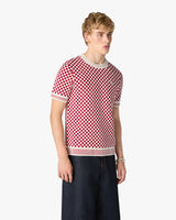 T-shirt à manches courtes et carreaux rouge et blanc