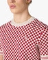 T-shirt à manches courtes et carreaux rouge et blanc