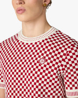 T-shirt à manches courtes et carreaux rouge et blanc