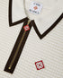 White Wool Waffle Stitch Short Sleeve Polo Shirt