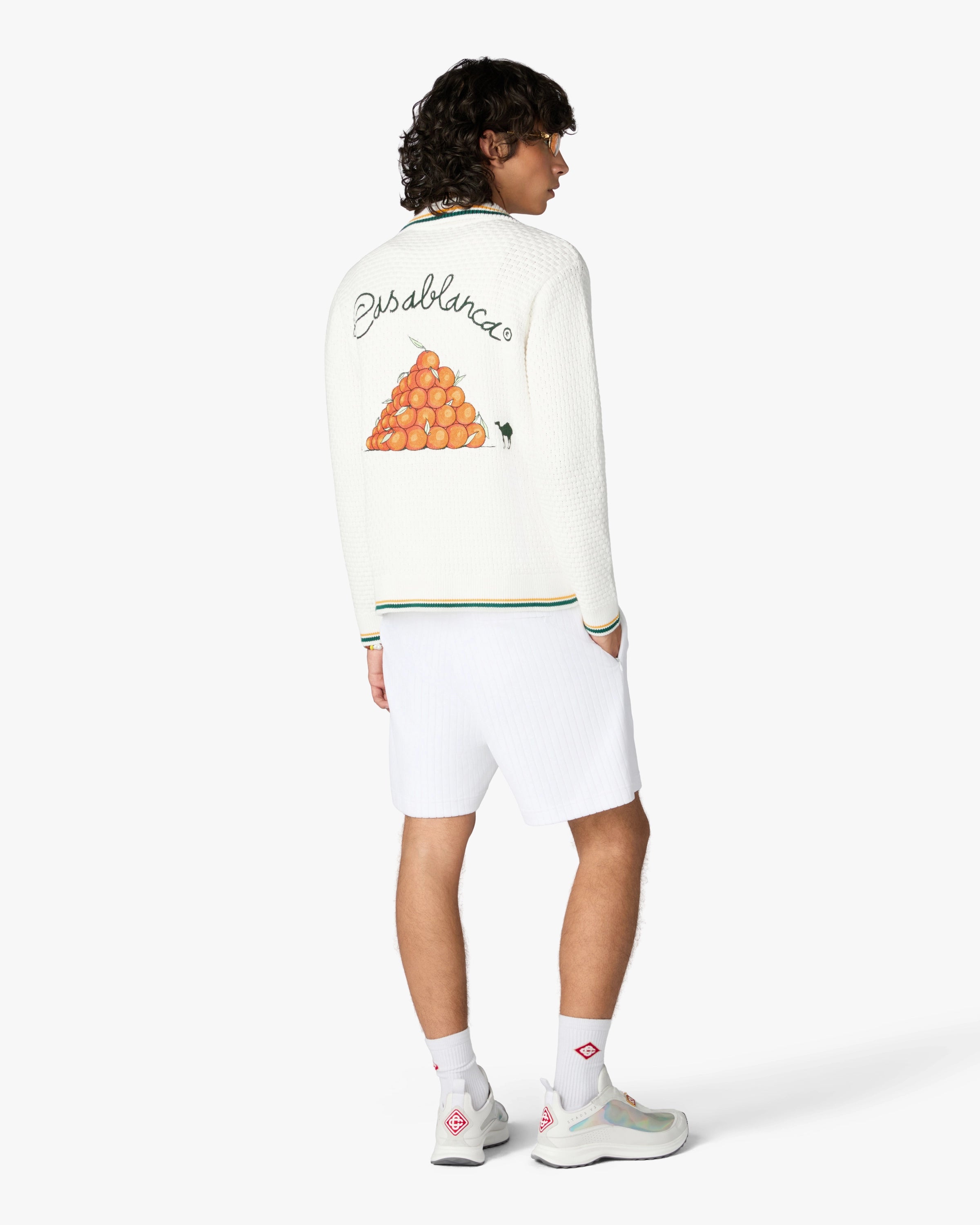 White Pyramid of Oranges Crochet Cardigan