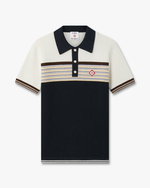 Café Culture Wool Stripe Short Sleeve Polo Shirt