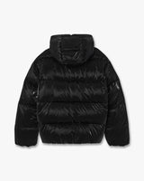Black Lacquered Nylon Puffer Down Jacket