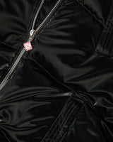 Black Lacquered Nylon Puffer Down Jacket