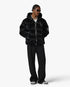 Black Lacquered Nylon Puffer Down Jacket