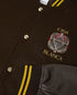 Brown Celestial Pyramid Wool & Leather Varsity Jacket