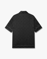 Black Radiating Monogram Short Sleeve Silk Shirt