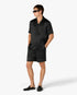 Black Radiating Monogram Short Sleeve Silk Shirt