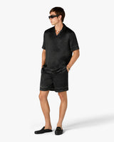 Black Radiating Monogram Short Sleeve Silk Shirt
