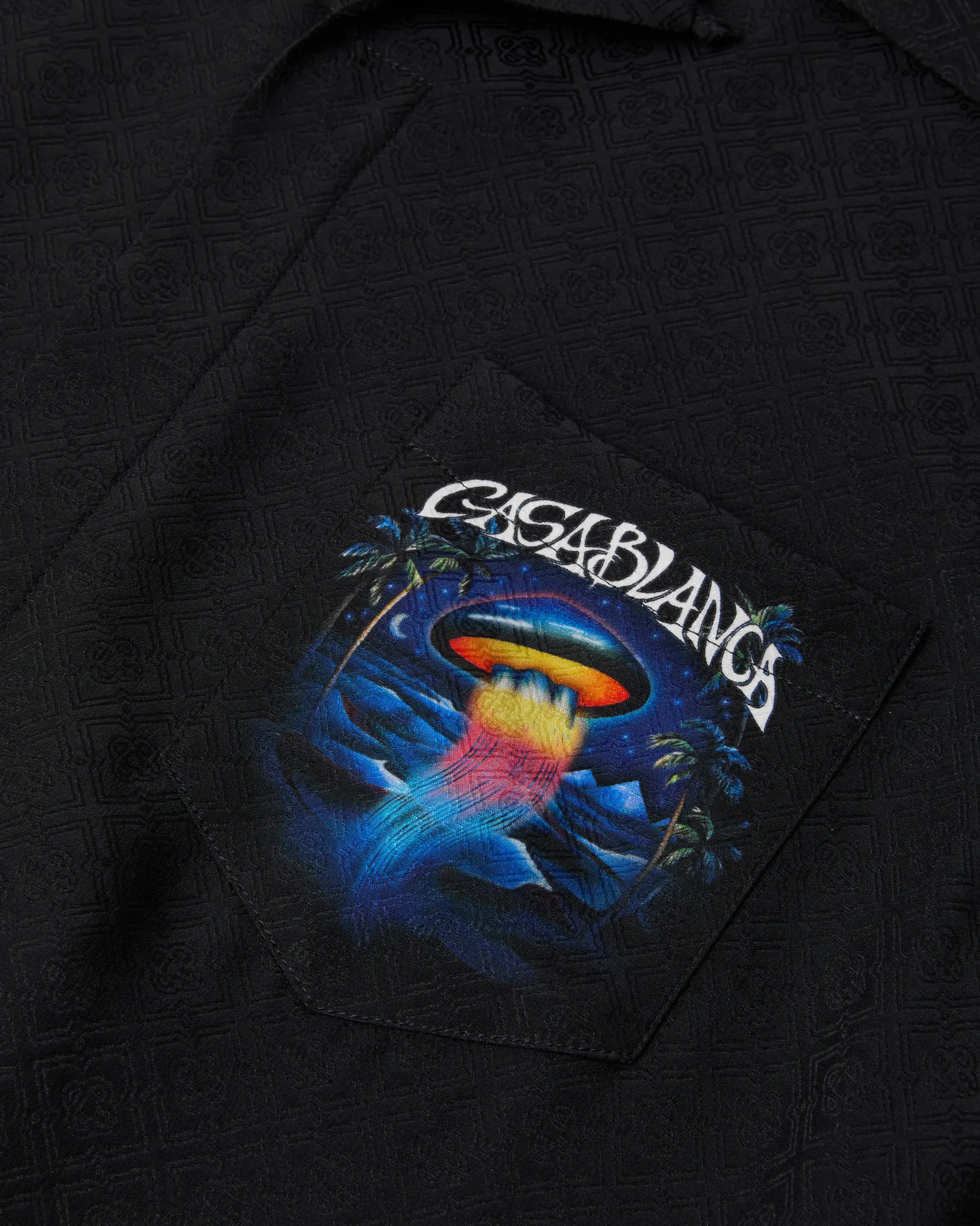 Black Sahara Twilight Short Sleeve Silk Shirt