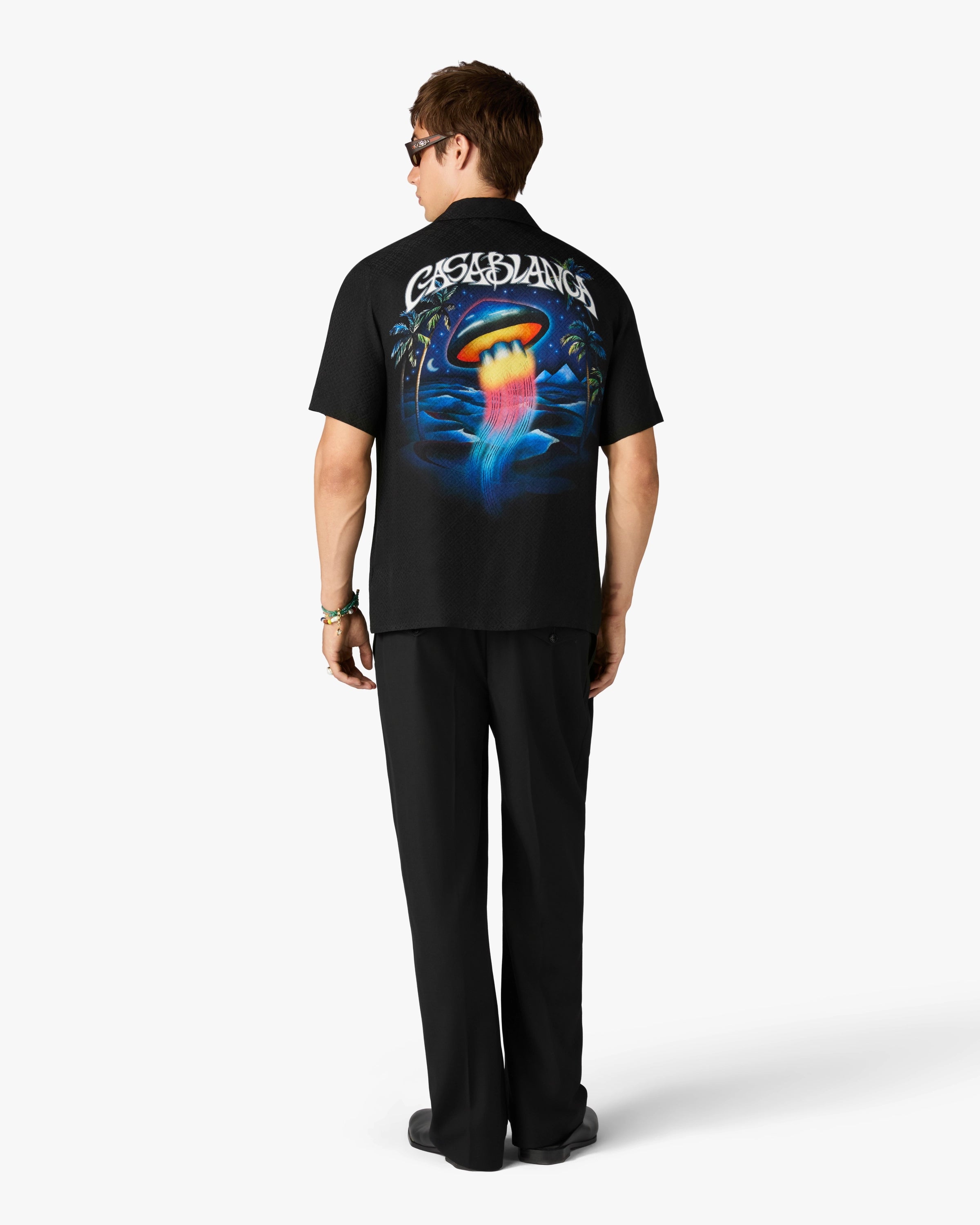 Black Sahara Twilight Short Sleeve Silk Shirt