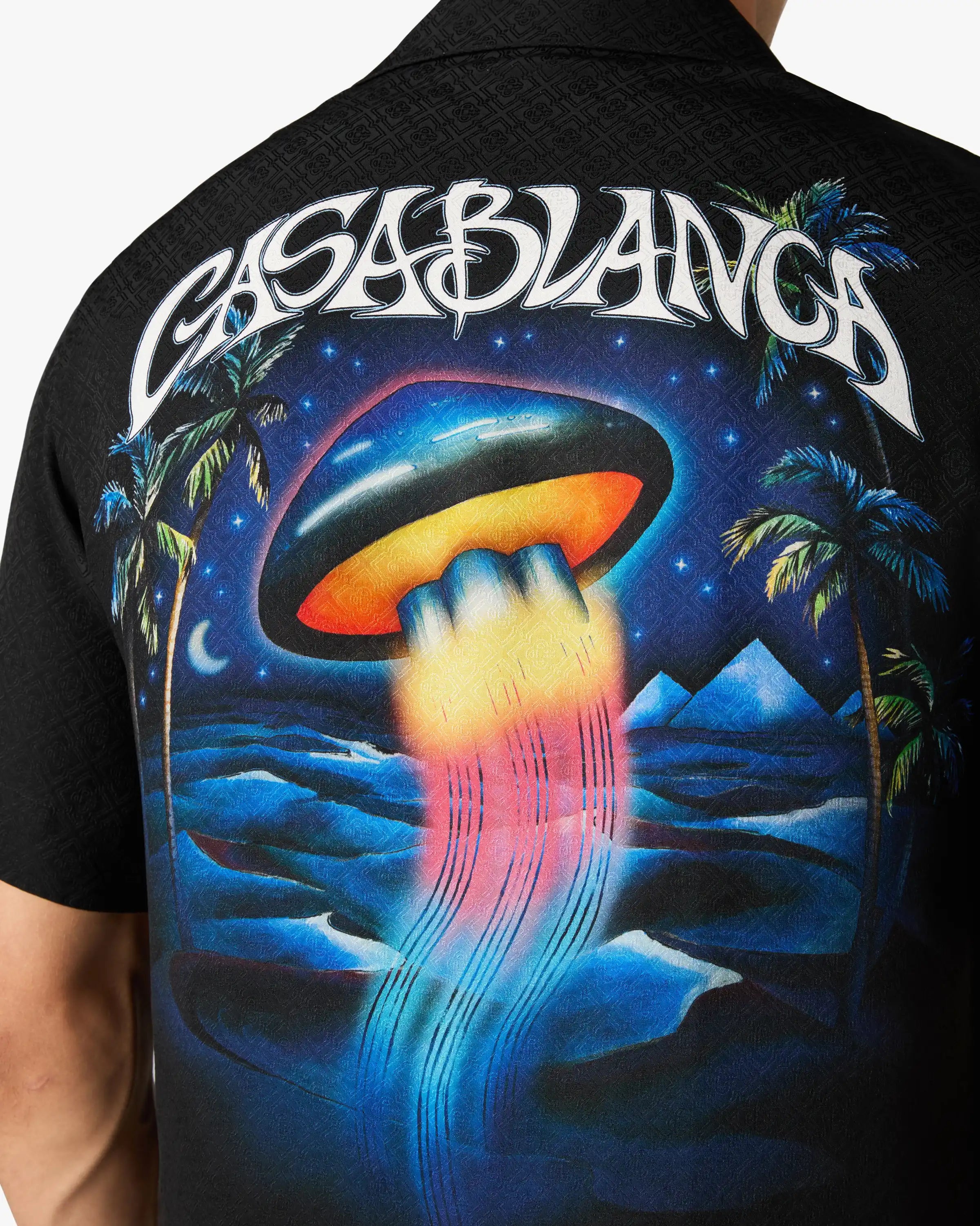 Black Sahara Twilight Short Sleeve Silk Shirt