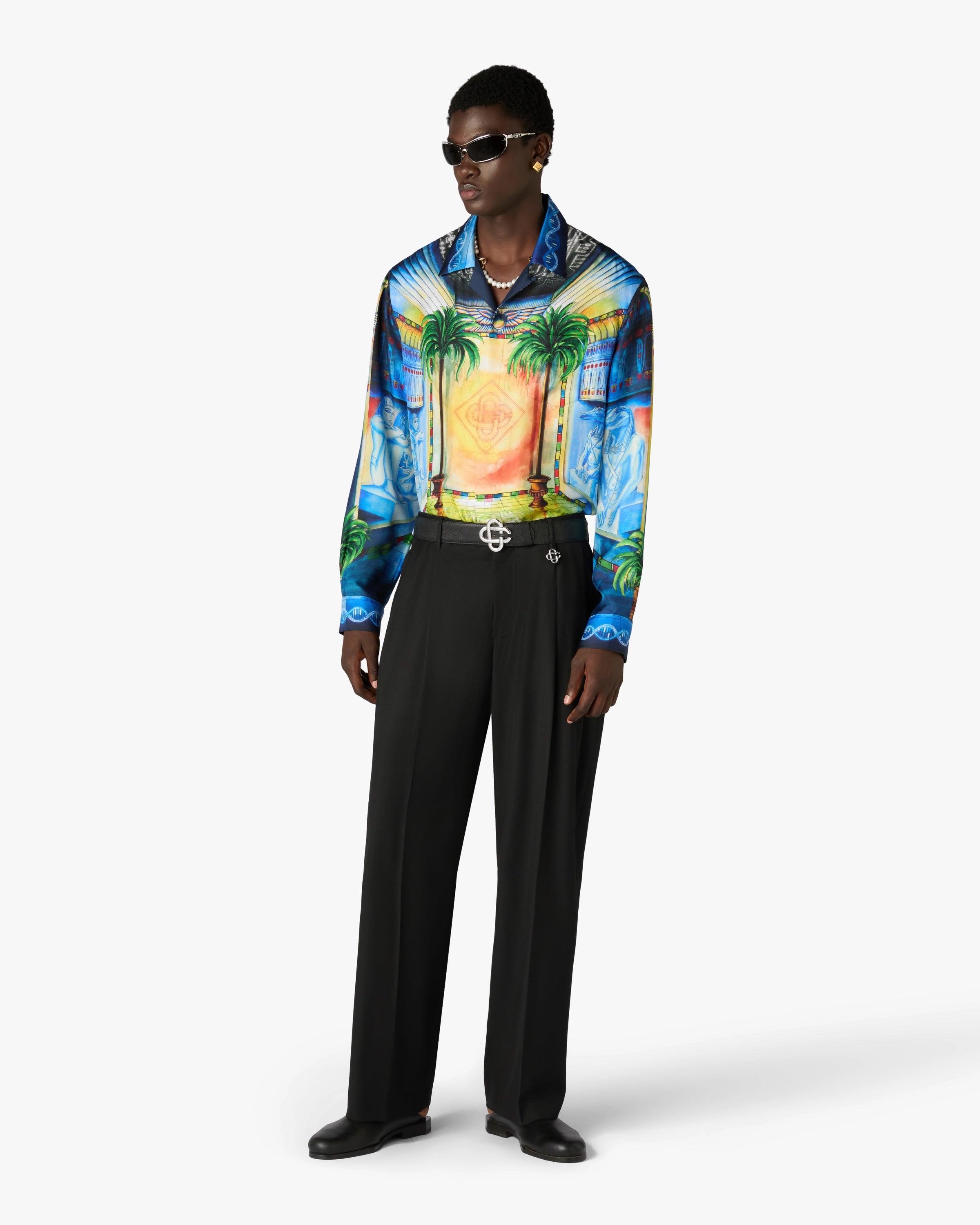 Geometrie Sacree Long Sleeve Silk Twill Shirt