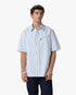 White & Blue Striped Nylon Short Sleeve Shirt