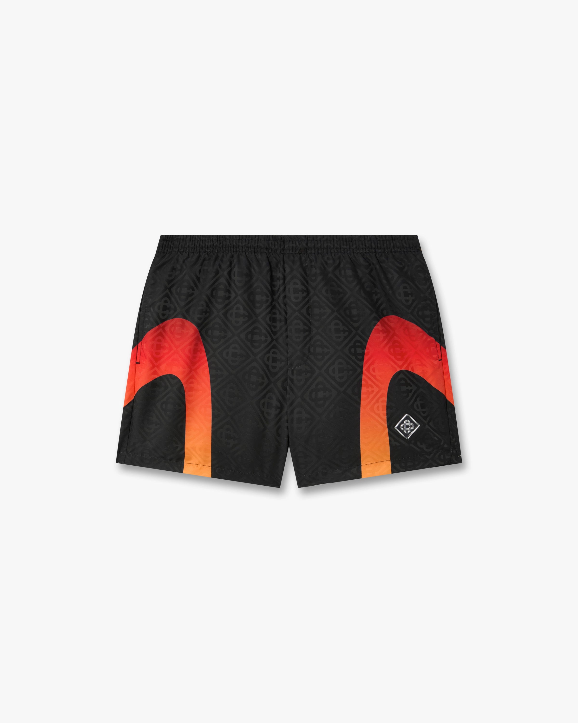 Black & Orange Gradient Jacquard Swim Shorts