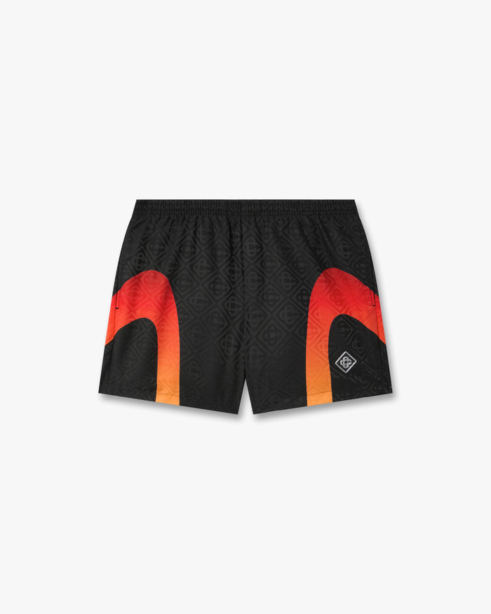 Black & Orange Gradient Jacquard Swim Shorts