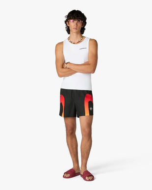Black & Orange Gradient Jacquard Swim Shorts