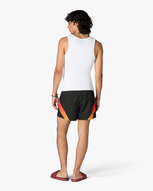 Black & Orange Gradient Jacquard Swim Shorts