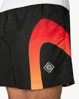 Black & Orange Gradient Jacquard Swim Shorts