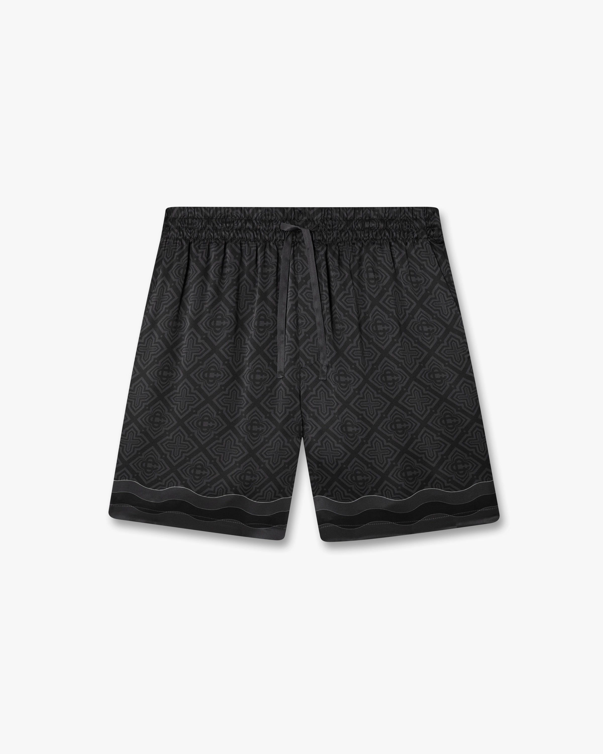 Black Radiating Monogram Silk Shorts