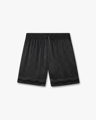 Black Radiating Monogram Silk Shorts