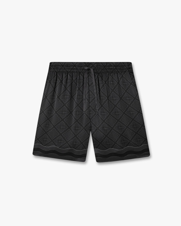 Black Radiating Monogram Silk Shorts