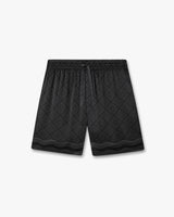 Black Radiating Monogram Silk Shorts
