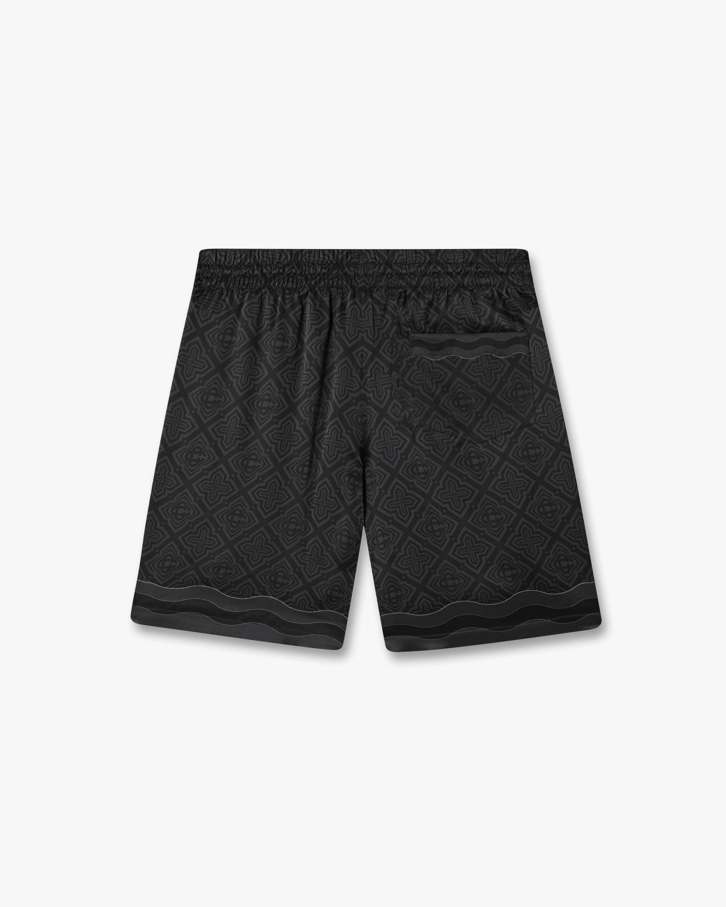 Black Radiating Monogram Silk Shorts