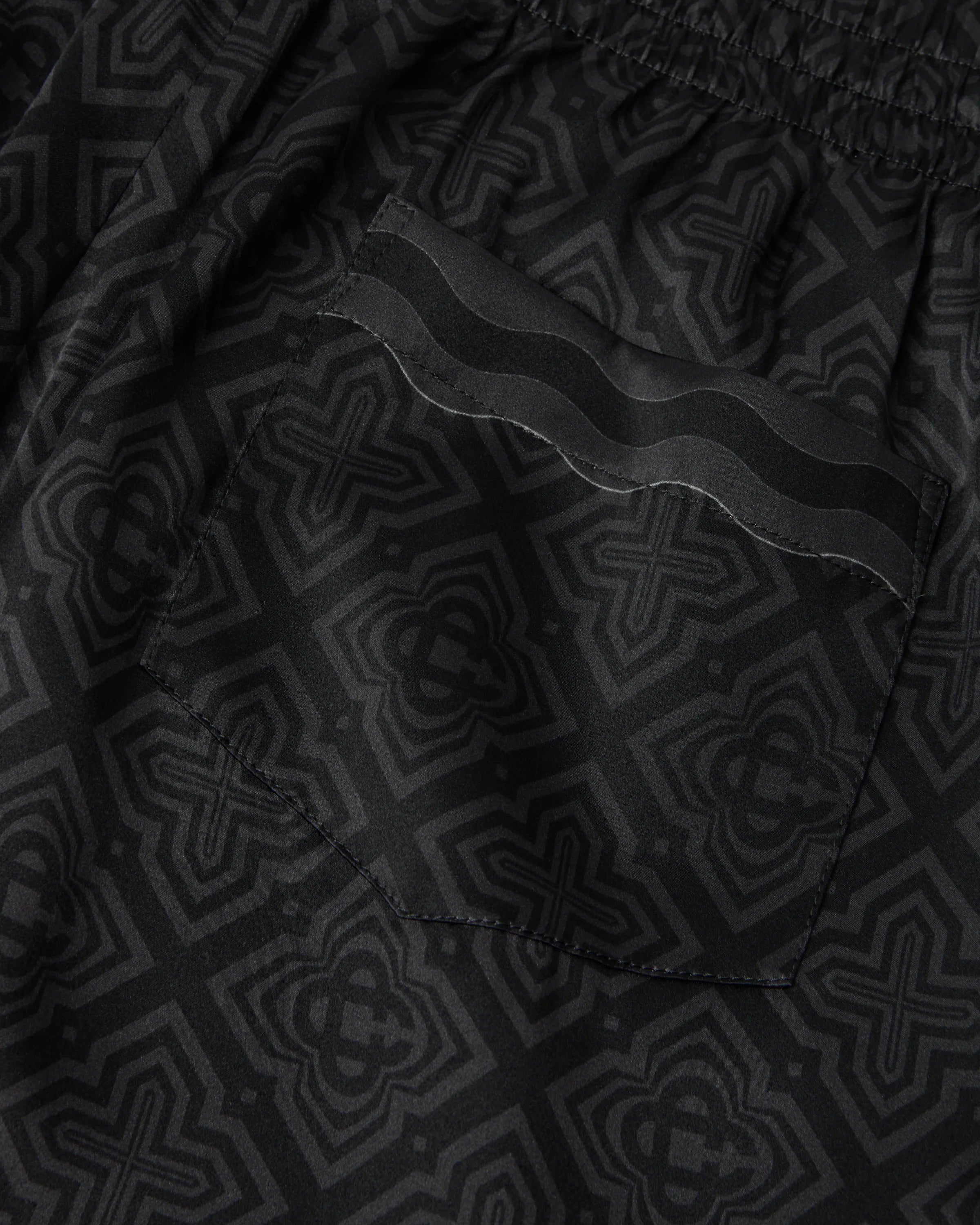Black Radiating Monogram Silk Shorts