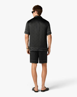 Black Radiating Monogram Silk Shorts