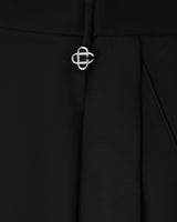 Black Pleated Straight Leg Trousers