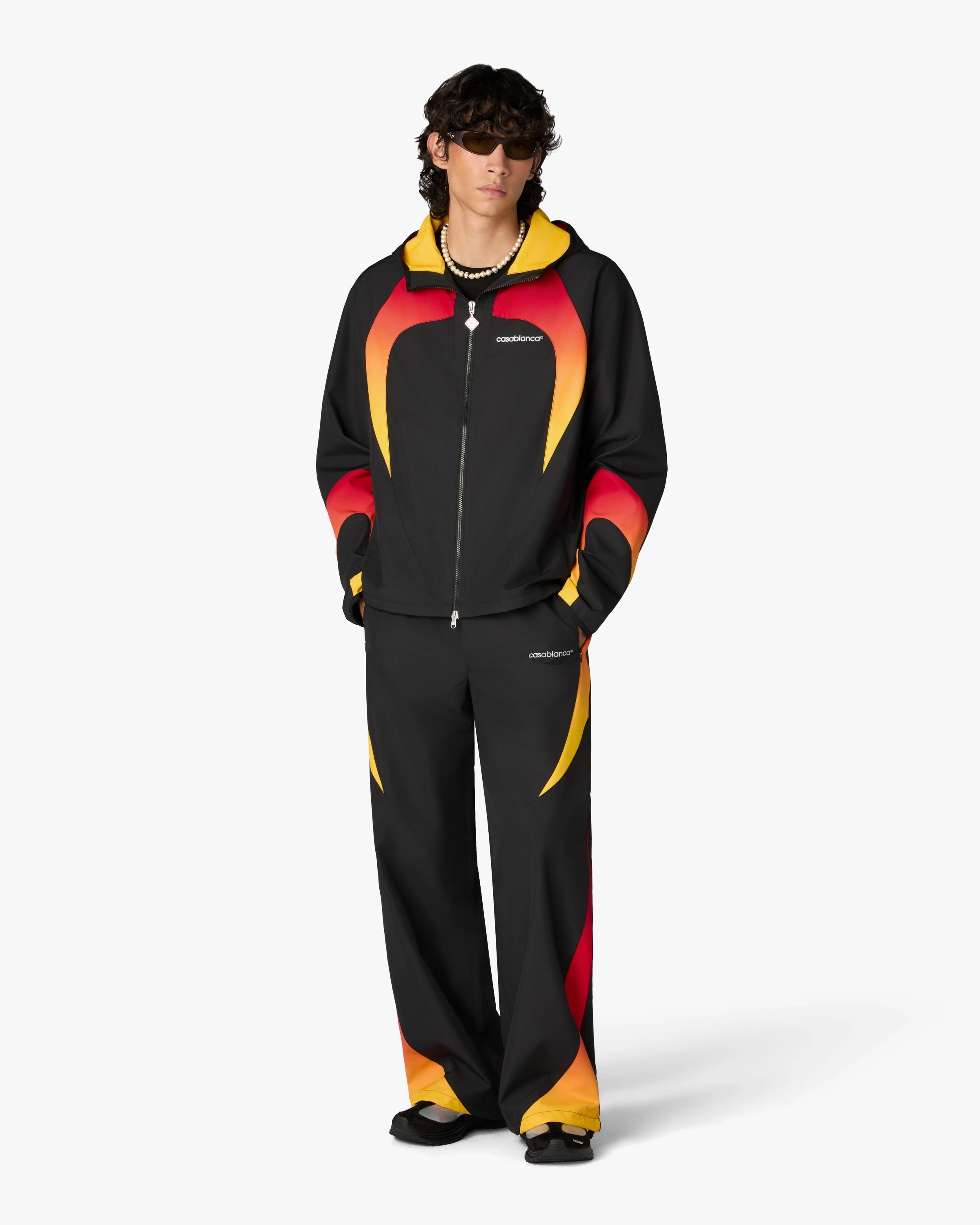 Black & Orange Gradient Track Pants