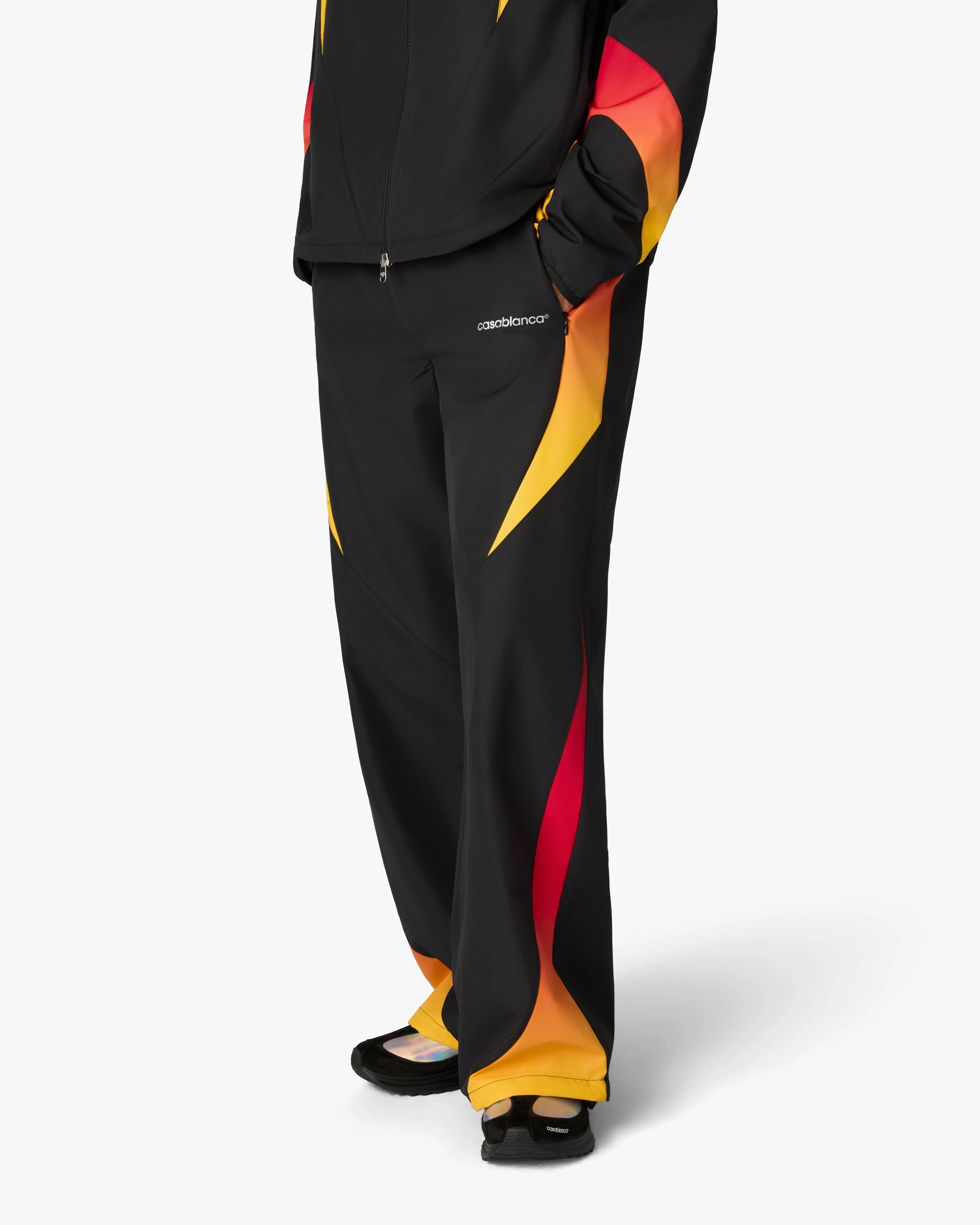 Black & Orange Gradient Track Pants
