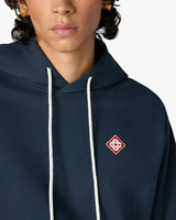 Sweat à capuche bleu marine à logo losange