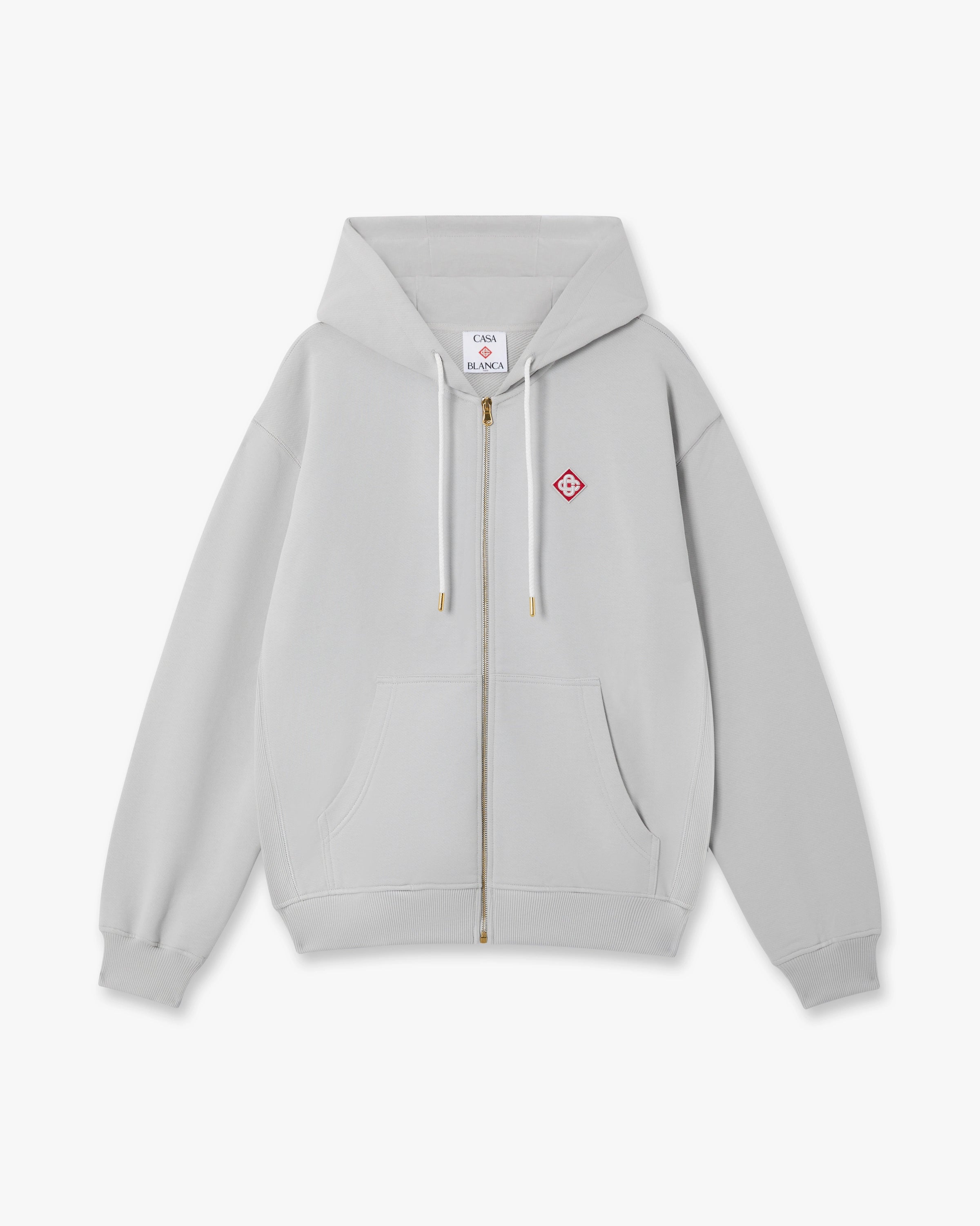 Grey Diamond Logo Zip Hooded Sweatshirt