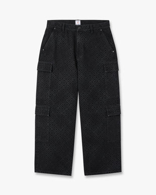 Black Monogram Cargo Denim Jeans