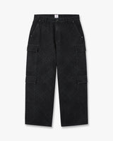 Black Monogram Cargo Denim Jeans