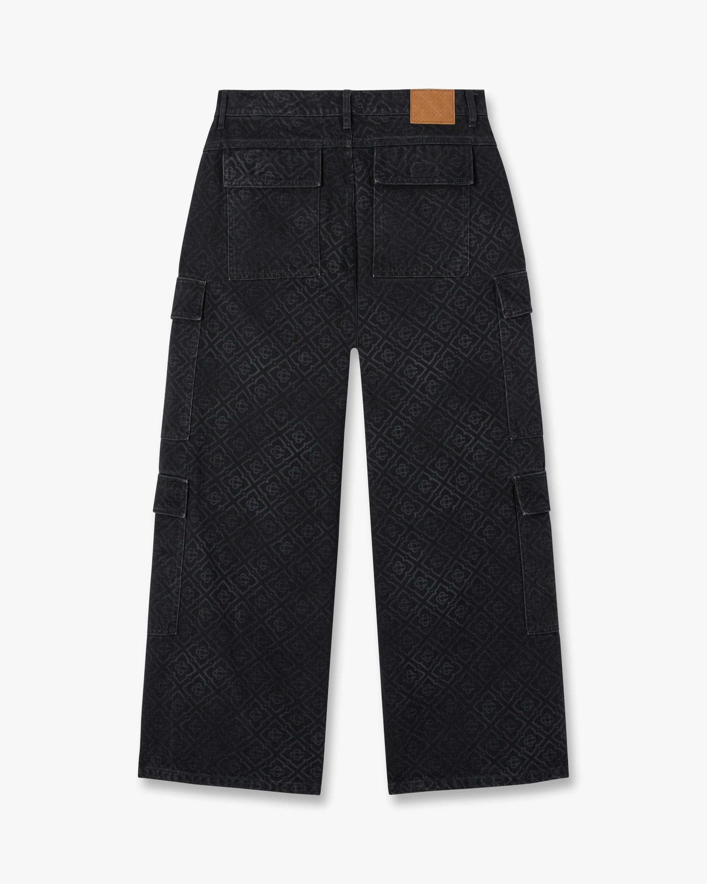 Black Monogram Cargo Denim Jeans