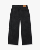Black Monogram Cargo Denim Jeans