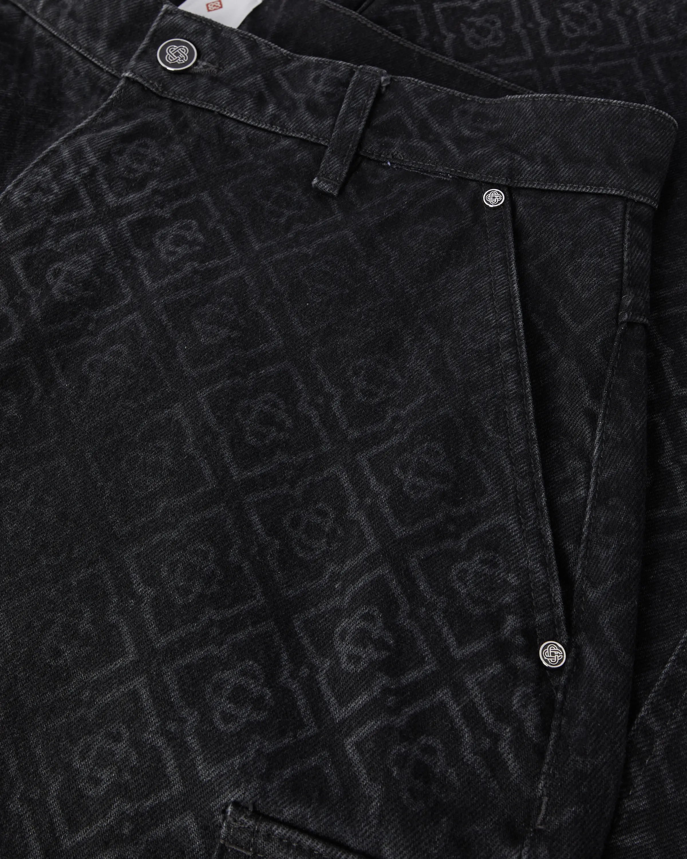 Black Monogram Cargo Denim Jeans