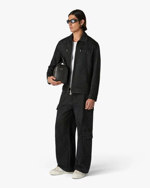 Black Monogram Cargo Denim Jeans